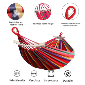 <span class=keywords><strong>Hamac</strong></span> <span class=keywords><strong>en</strong></span> toile de coton doux et respirant avec barre de maintien <span class=keywords><strong>en</strong></span> <span class=keywords><strong>bois</strong></span> <span class=keywords><strong>pour</strong></span> se détendre dans le jardin - Product Image 2