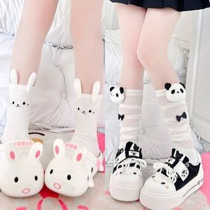 White Mid Calf Socks With 3D Bunny Ears Cartoon Animal Pattern Breathable Slouch Socks For Women Youth Summer <b>Style</b> - Product Image 3