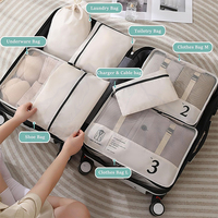 Sacs de rangement pour valises en polyester imperméable légers à compression avec logo personnalisé, pour vêtements, sous-vêtements, chaussures, 7 pièces