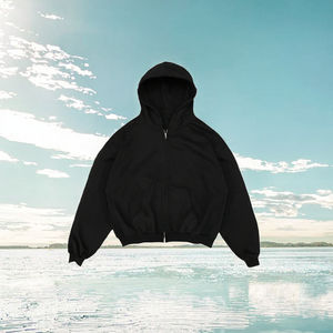 Sudadera Personalizada para Hombre, 100% Algodón, Gruesa, Transpirable, Ecológica, con Capucha Cuadrada, Cuello con Capucha, Talla Grande, Cierre Doble, Corta, Tejida para Otoño - Product Image 3