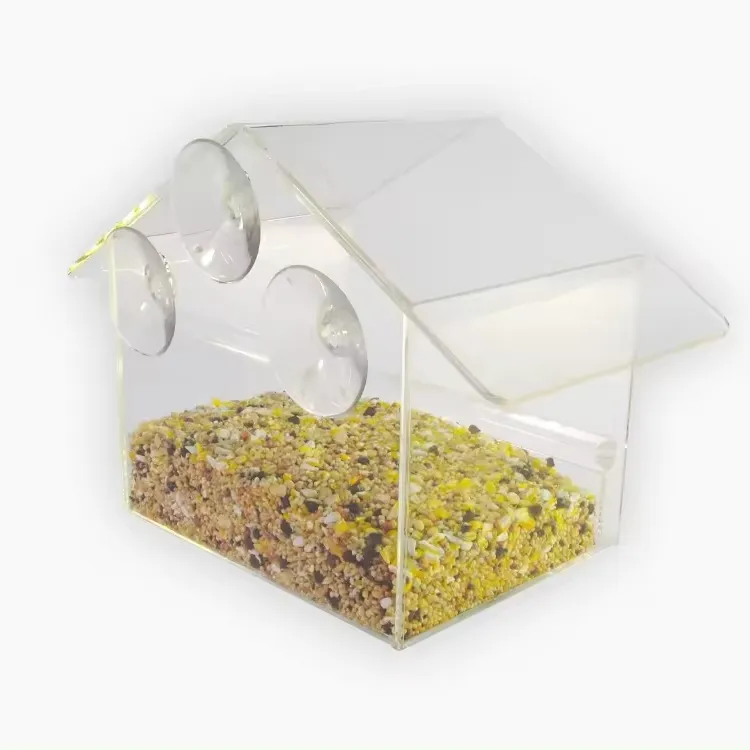 Customized Clear Acrylic Window Bird Feeder Wild Bird Feeder Strong Suction Cups Transparent Bird House