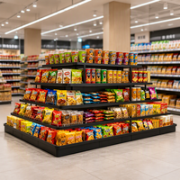 Îlot de présentation de snacks en bois à plusieurs niveaux pour centre commercial, supermarché, taille personnalisée