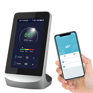 เครื่องวัดคาร์บอนไดออกไซด์อัจฉริยะในอาคาร พร้อม Wifi เชื่อมต่อ Tuya ตรวจจับก๊าซ ตรวจวัดคุณภาพอากาศ จอแสดงผลดิจิตอล นาฬิกา และพยากรณ์อากาศ - Product Image 3