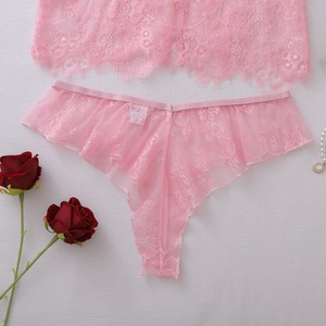Completo Set Lingerie Donna Rosa in Pizzo Trasparente, Babydoll con Fiocco Frontale e Busto Aperto, Camicia da Notte Sexy in Pizzo con Mutandine a Balze - Product Image 6
