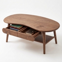 Table basse moderne en bois massif avec 2 tiroirs - Durable, écologique, facile à nettoyer, meubles de salon pour chambre à coucher, salles à manger