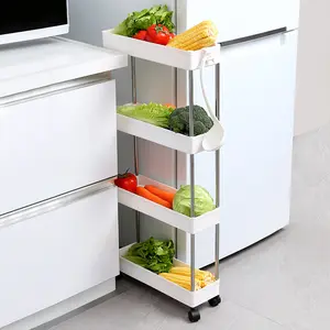Rak penyimpanan Organizer dapur, 4 tingkat rumah dapat dilepas dapur rak penyimpanan plastik troli dapur makanan ringan