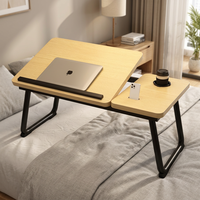 Table pliable réglable en hauteur pour ordinateur portable, bureau de lit en bois pour la maison, le bureau, la chambre, l'étude, le dortoir
