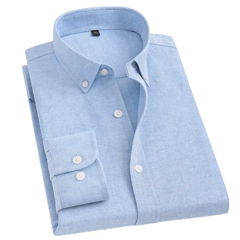 Camicia da uomo primavera e autunno camicia casual in tessuto misto cotone camicia a manica lunga in tinta unita Polo di colore Business Casual Fit Top