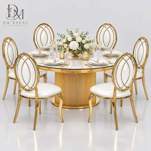 Silla de Acero Inoxidable con Respaldo Ovalado Dorado y Cojín Blanco para Alquiler y Venta al por Mayor para Banquetes de Boda, con Estructura Sellada - Product Image 1