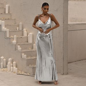 Long Silver Slip Dress