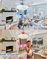 Ventilateur de plafond en acrylique cristal de 42 pouces avec lumière, application intelligente minimaliste, 5 CCT, dimmable, moteur DC à économie d'énergie pour maison moderne
