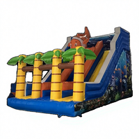 Toboggan aquatique gonflable commercial à double piste avec piscine à éclaboussures et structure de saut d'aventure pour enfants, pour la location événementielle