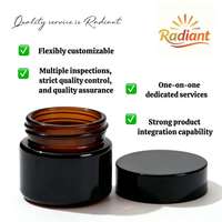 Pot cosmétique rond de luxe en verre ambré avec couvercle noir, vide, réutilisable, pour crème contour des yeux et crème visage, disponible en stock