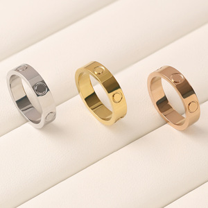 Bagues d'amour en acier titane pour couple, style tendance, en or, argent, rose or - accessoires de mode pour hommes et femmes - Product Image 4