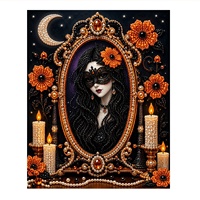 Kit de Peinture Perlée DIY pour Décoration Murale, Décoration d'Halloween, Costumes de Sorcières, Femme, Livraison Directe d'Usine Disponible
