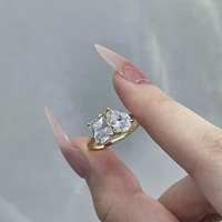 Bague de fiançailles personnalisée en or jaune 18 carats Toi et Moi avec émeraude et diamant de laboratoire en forme de poire, deux pierres, bijoux fins minimalistes, cadeau