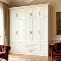 Armoire en bois massif blanc, corps en okoumé, contreplaqué peint, forme américaine, rangement pour vêtements, meubles de chambre à coucher