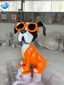 Sculpture de <span class=keywords><strong>chien</strong></span> en résine personnalisée pour décoration extérieure, statue d'animal en fibre de verre, statue de bouledogue français grandeur nature - Product Image 2