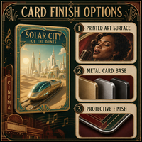Cartes de collection en métal personnalisées, impression HD Solar City of the Dunes, en acier inoxydable, pour collectionneurs de TCG, cadeau de luxe