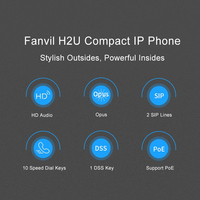 Téléphone IP compact Fanvil H2U, téléphone VoIP mural, réseau IP, bureau, hôtel