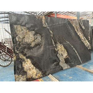 Natural Real Black with Grey White Gold Veins <strong>Granite</strong> Stone <strong>Slab</strong> Brushed Leather for Counter Cabinet bar Cook Top - Product Image 5