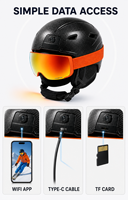 Casque de snowboard et de ski avec caméra et lunettes, design extérieur intelligent, stabilisation 6 axes, coque en PC et corps en EPS pour utilisation sur la neige