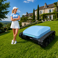 Tondeuse à gazon électrique télécommandée sur chenilles, batterie lithium, coupe-herbe, machine de débroussaillage pour l'agriculture