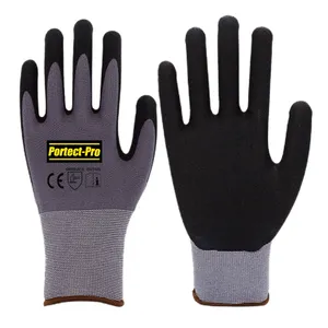 Nitrile Custom Lady Work Pu Black Safety Womens Wholesale Coated Printed Polyester Shell Garden Gloves