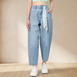 Nuevos Jeans de Mezclilla Rectos para Mujer, Personalizados, 100% Algodón, Transpirables, Estilo Vintage, Elásticos, Desgastados - Product Image 2
