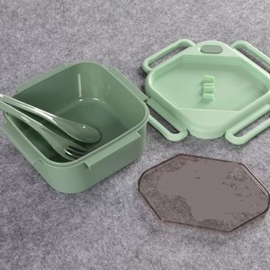 Wholesale Sealed Simple Student <b>Lunch</b> Box with Fork and Spoon Partitioned Bento Container Water Cup <b>Set</b> for Kids Storage Type - Product Image 5