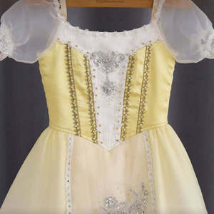 Nuovo Abito Tutu Lungo Giallo Romantico Professionale con Bretelle per Costumi da Danza Classica per Bambini e Spettacoli - Product Image 2
