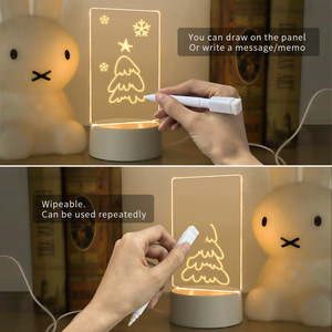 Sáng tạo 3D DIY Acrylic USB ánh sáng ban đêm đơn sắc bảng trắng với ba màu sắc Plug-in trống viết tay bảng tin - Product Image 4