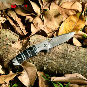 Cuchillo plegable de acero de Damasco hecho a mano, mango de molares mamut de acero de Damasco, <span class=keywords><strong>cuchillos</strong></span> de bolsillo para acampar al aire libre - Product Image 4