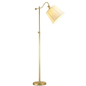 European style bronze flexible floor lamp handmade fabric lampshade gun floor lamp