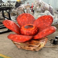 Fleur artificielle personnalisée lumineuse et fumigèneuse de type Rafflesia pour Halloween, maison hantée, centre commercial extérieur