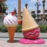 Sculpture de crème glacée en fibre de verre grandeur nature personnalisée, grande statue décorative pour l'extérieur, devanture de magasin, décoration pour restaurant de desserts