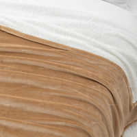 Luxueux 480GSM couleur chameau lourd confortable doux épais chaud en peluche Double couche Sherpa polaire couverture de lit réversible en King Size
