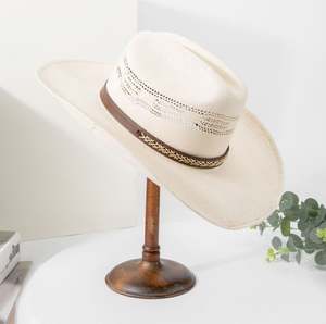 หมวกฟางกระดาษขายส่ง CLN62022 หมวกฟางบังโกร่าปีกกว้าง หมวกคาวบอย หมวกชายหาด หมวกซอมเบรโร หมวกท่องเที่ยว หมวกกันแดด - Product Image 5