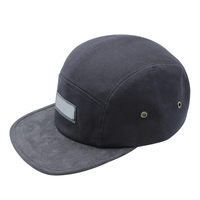 Écusson en cuir personnalisé logo 5 Panneaux Snapback Camper Chapeaux Casquettes Bracelet en cuir Boucle en métal Dos Camper Chapeau Casquette Vente en gros