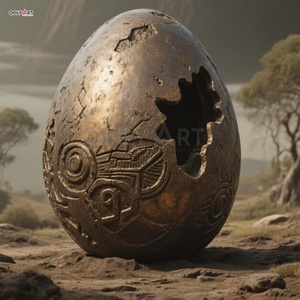 Su misura all'aperto rovina grande fusione in bronzo intagliato modello retrò gigante incrinato uovo scultura in bronzo per parco arredamento pubblico - Product Image 5