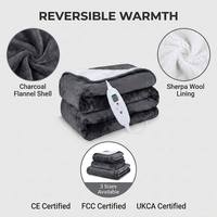Couverture chauffante réversible en flanelle sherpa douce et agréable pour la peau, conforme aux normes américaines