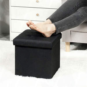 BAILEY bonne qualité cuir tissu Cube boîte stockage pouf banc repose-pieds tabouret pour salon - Product Image 1