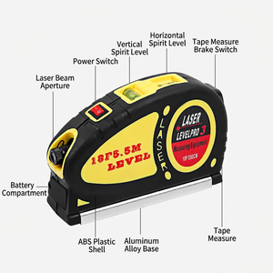 <b>Laser</b> <b>Level</b> Tape Measure 5.5M Red <b>Laser</b> Manual Leveling Battery Powered 635-680nm Wavelength Diy Measuring Tool - Product Image 3