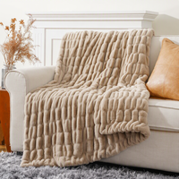 Plaid en fausse fourrure double face réversible, ultra doux, moelleux et chaud, pour canapé, lit, salon