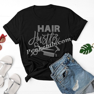 Hot Fix personnalisé <span class=keywords><strong>cheveux</strong></span> Hustle <span class=keywords><strong>strass</strong></span> conception extensible impression par transfert de chaleur pour les vêtements - Product Image 1
