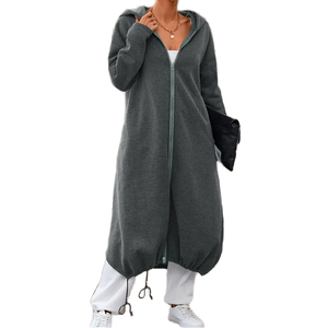 Abrigo largo con capucha para mujer, chaqueta con capucha forrada de lana para invierno, abrigo grueso y cálido con capucha - Product Image 1