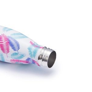 Stainless Steel Tumbler 500Ml Double Wall Insulated Travel Bottle With Tropical Leaf Design - Product Image 1