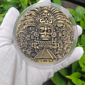Medallón de Moneda de Bronce del Calendario Azteca Maya, Arte <span class=keywords><strong>Mexicano</strong></span> Mesoamericano, 80 mm de Diámetro, Regalo de Colección, Recuerdo - Product Image 1