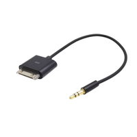 Cable adaptador de entrada AUX para coche, blanco y negro, para iPod, iPad, iPhone, conector macho de 30 pines a estéreo de 3,5 mm para ordenadores iOS, con blindaje trenzado