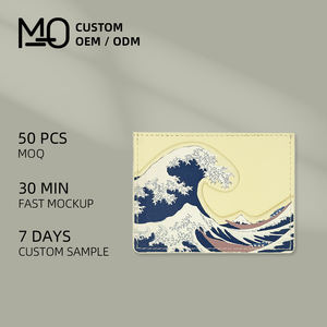 जापानी शैली मुद्रित गाय चमड़े की रफिड ब्लॉक कार्ड धारक कस्टम अद्वितीय कार्ड स्लॉट आईडी कार्ड पुरुषों वॉलेट कॉर्पोरेट उपहार लोगो - Product Image 1